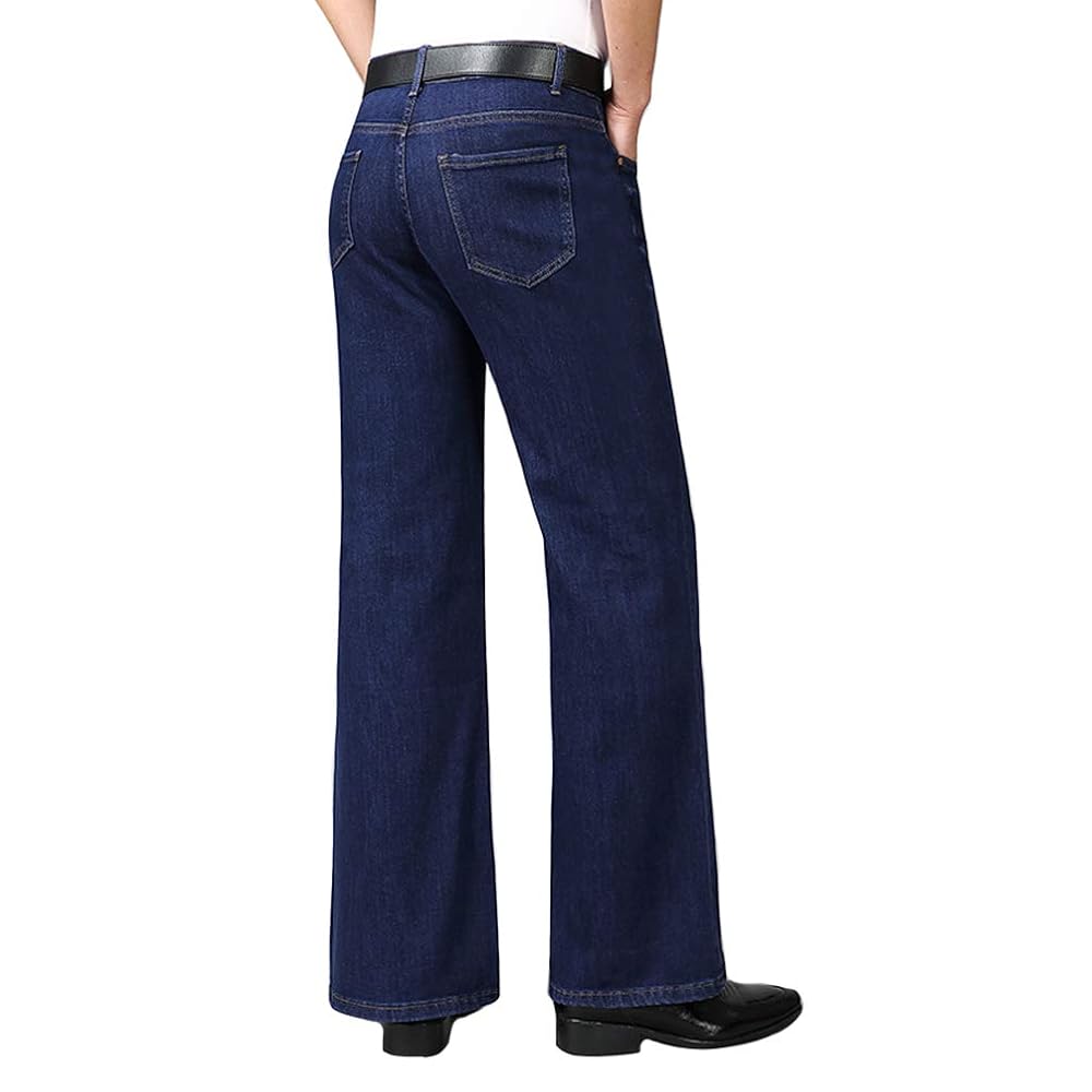 HAORUN Men Flared Jeans Regular Fit Bell Bottom Denim Pants